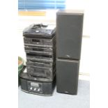 An Aiwa stacking hi/fi system with remote control; & a Teal multi music player/cd recorder, both w.