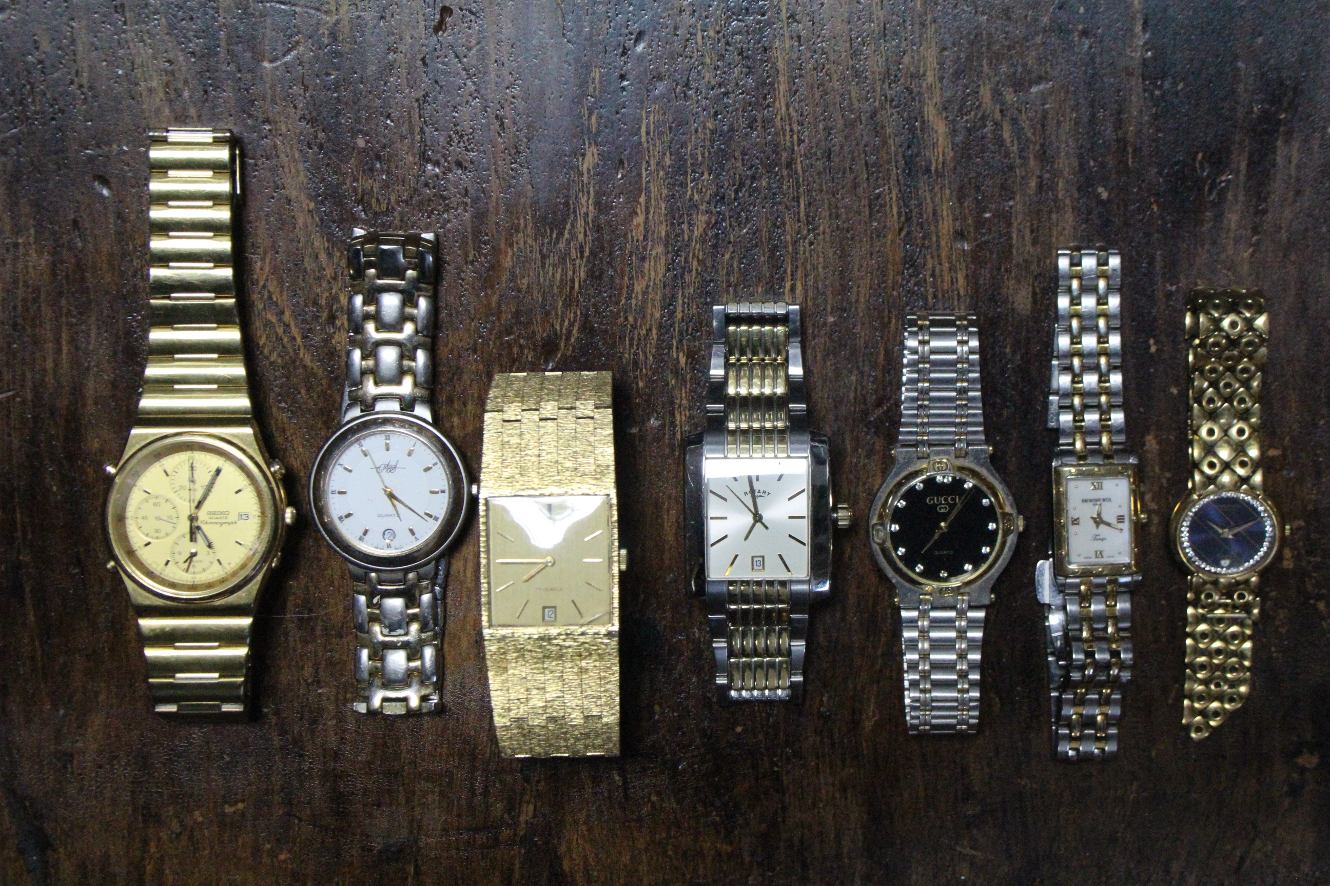 Seven various ladies’ & gent’s wristwatches; together with various items of decorative china; &