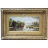 A pair of oil paintings on canvas by J. Wertall – river landscapes, un-signed, 7½” x 15½”, in