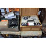 A Truvox reel-to-reel tape recorder/radio; & various items of darkroom equipment, etc.