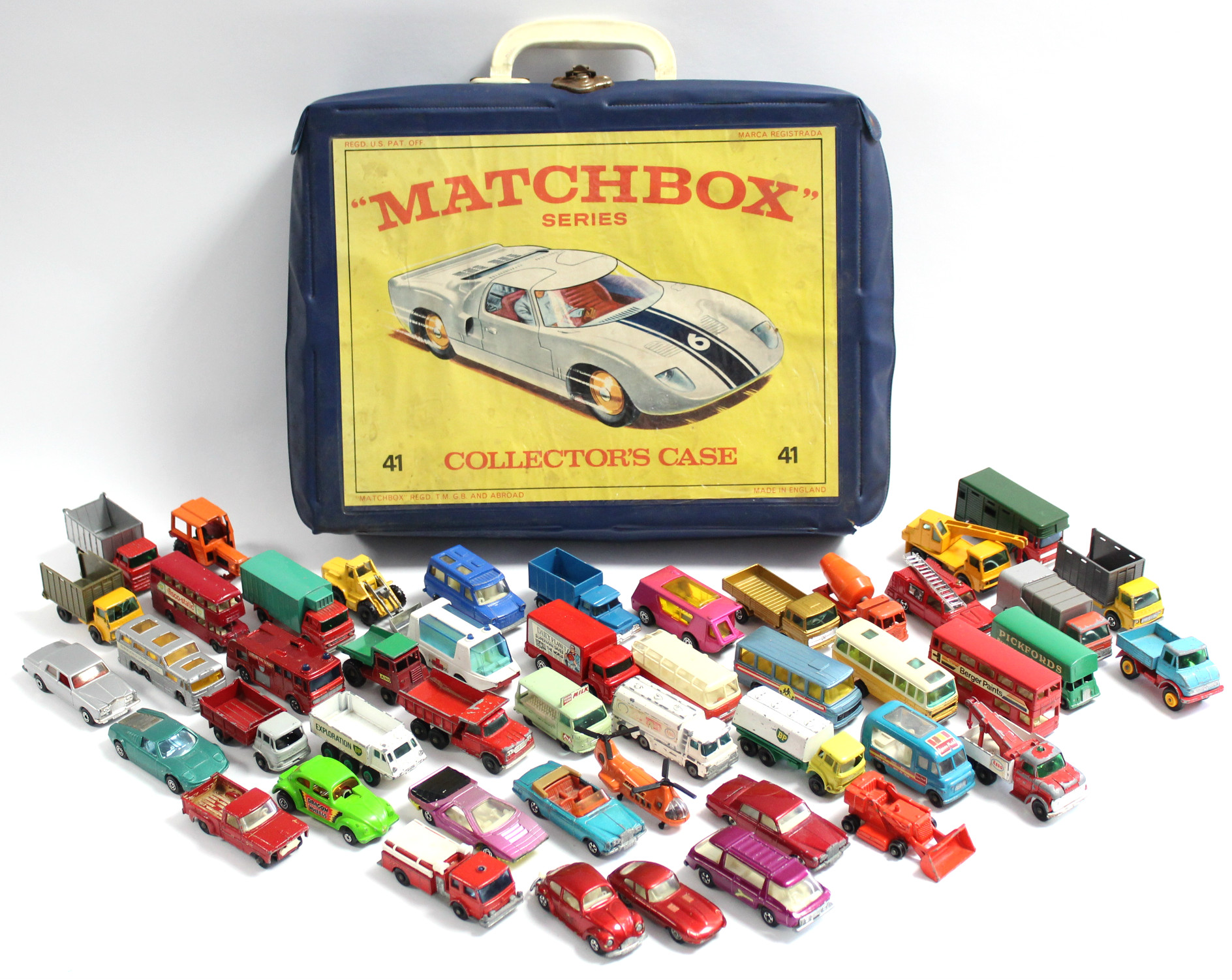 A Matchbox Series “No. 41” Collector’s Case containing forty-eight scale model vehicles.