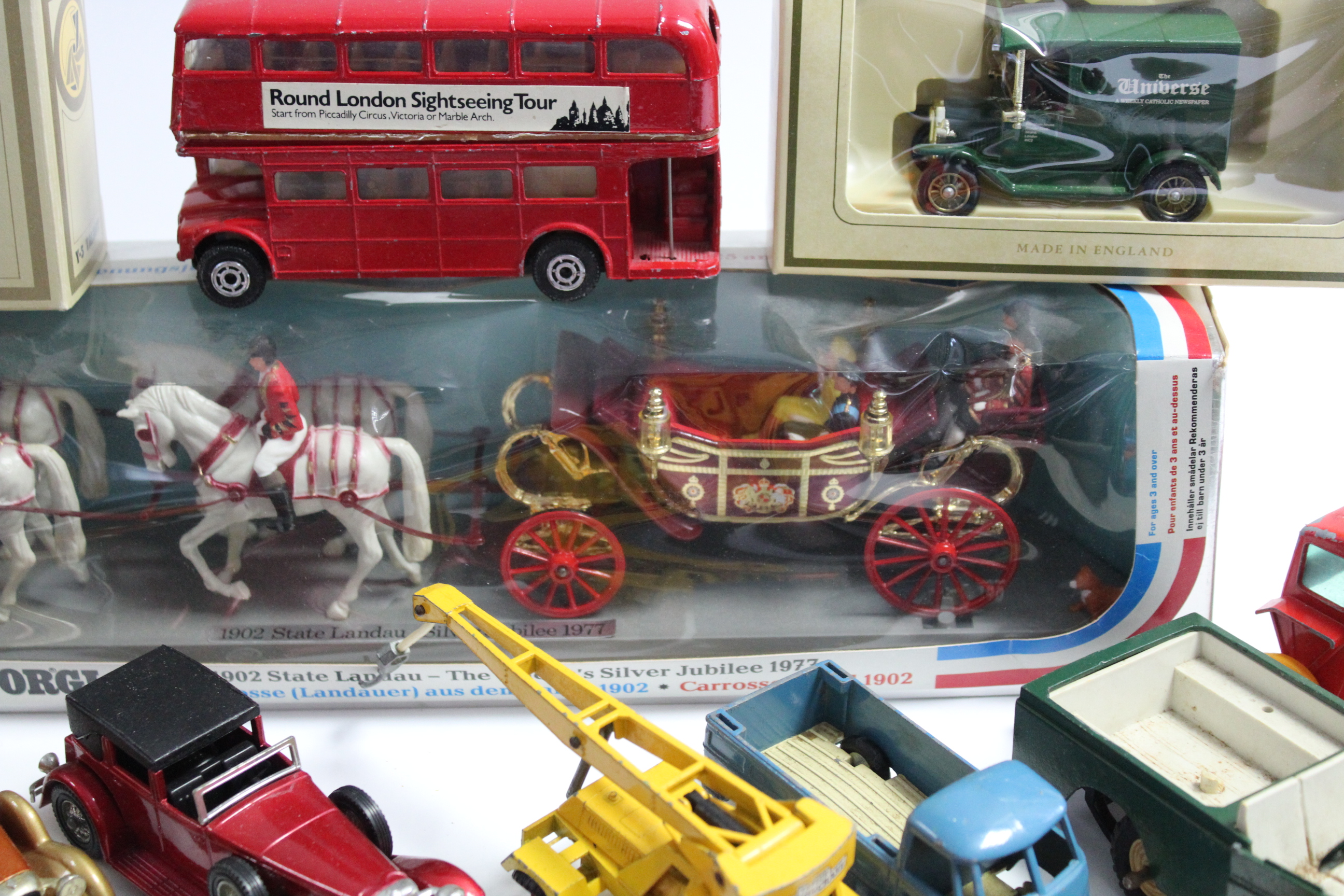 A Corgi scale model of the “1902 State Landau – The Queens Silver Jubilee 1977”; two Matchbox Models - Image 2 of 3