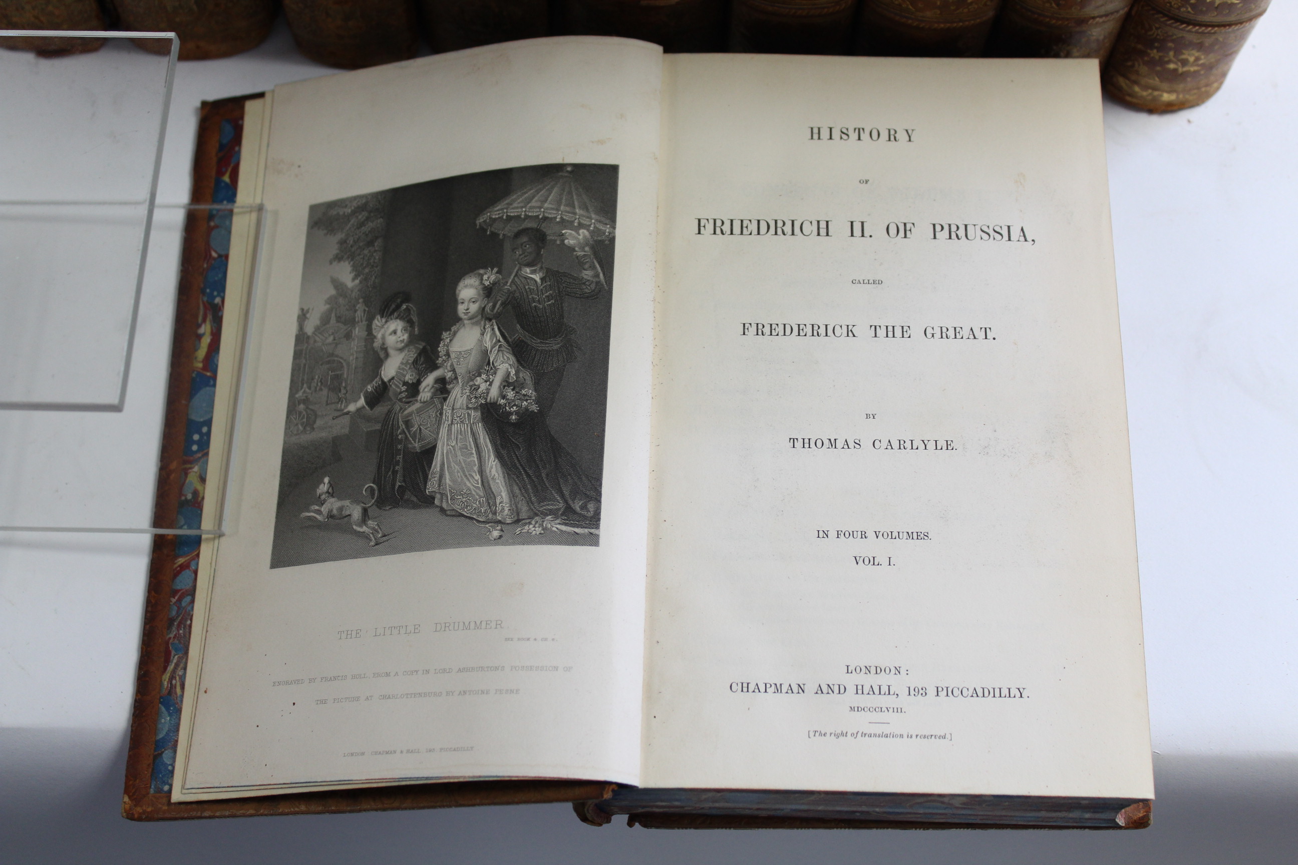 A set of six mid-19th century leather-bound volumes “Frederick The Great” by Thomas Carlyle, two - Image 2 of 6