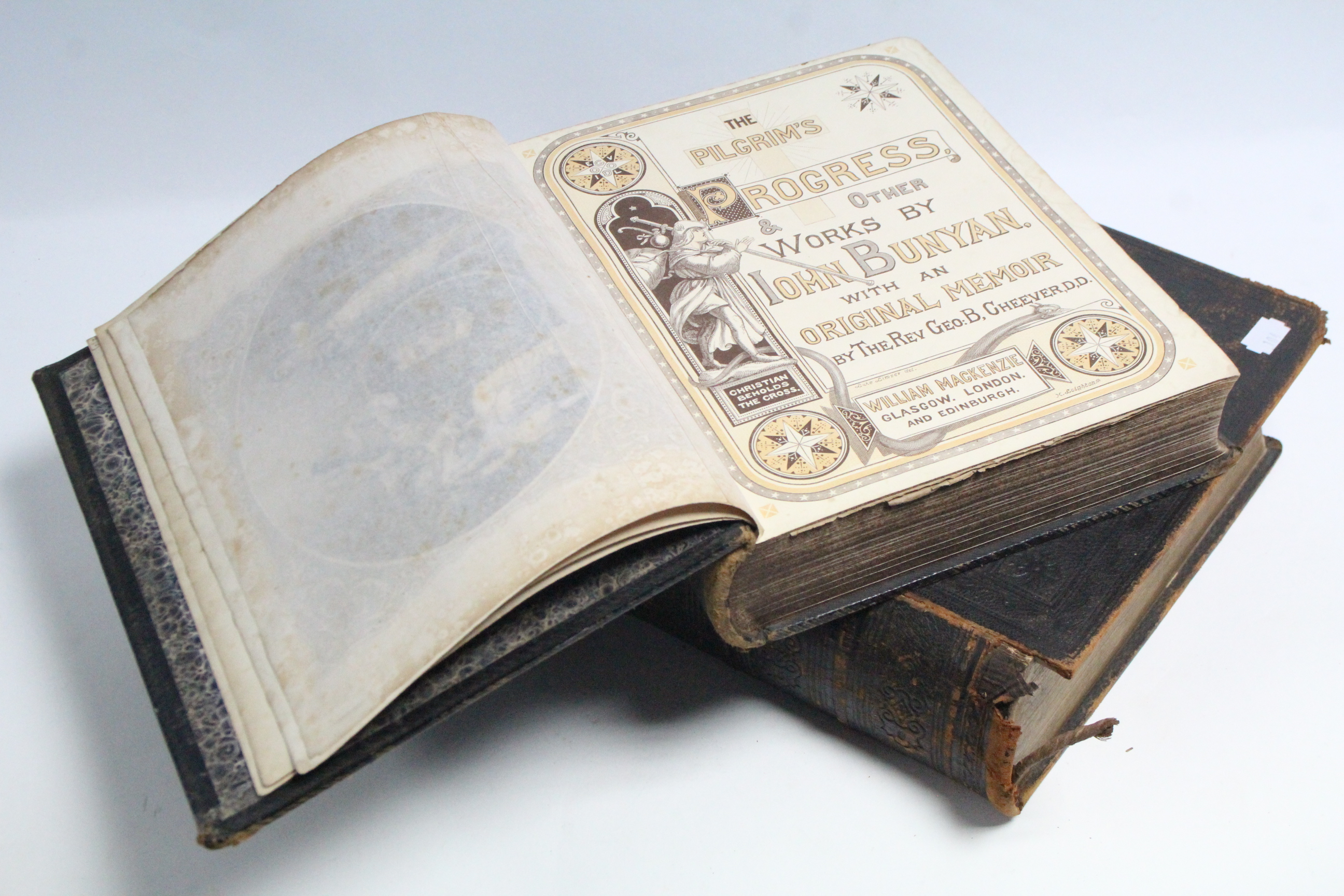 A mid-19th century Holy Bible printed by Eyre & Spottiswoode; & a leather-bound volume “The - Image 2 of 4