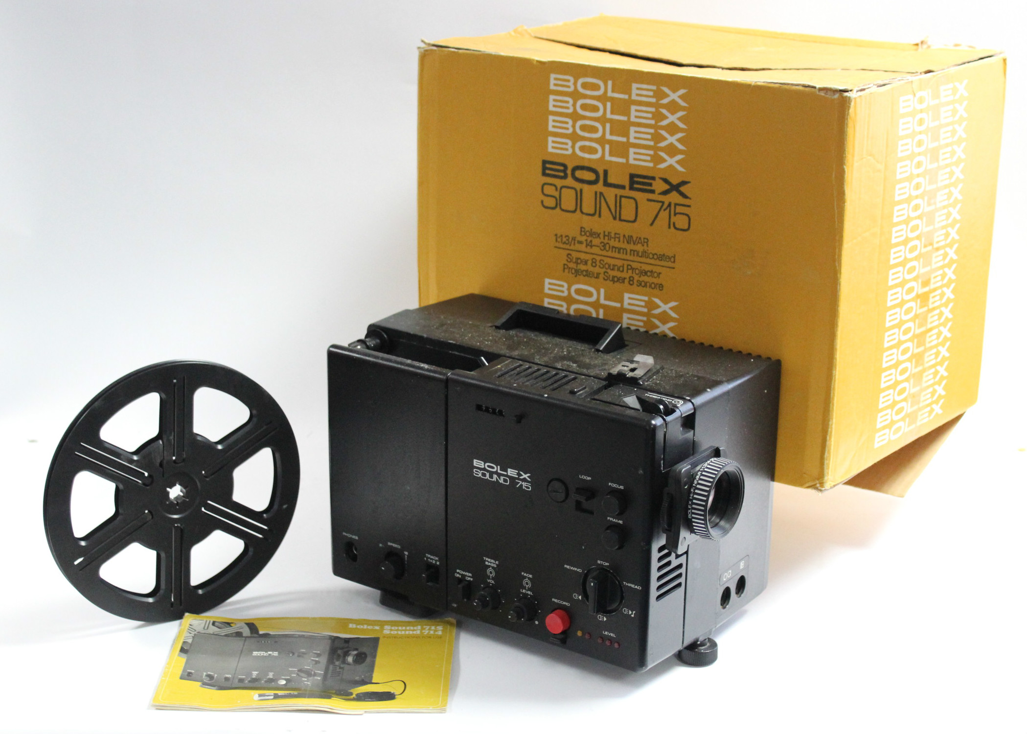 A Bolex “Sound 715” film projector, boxed.