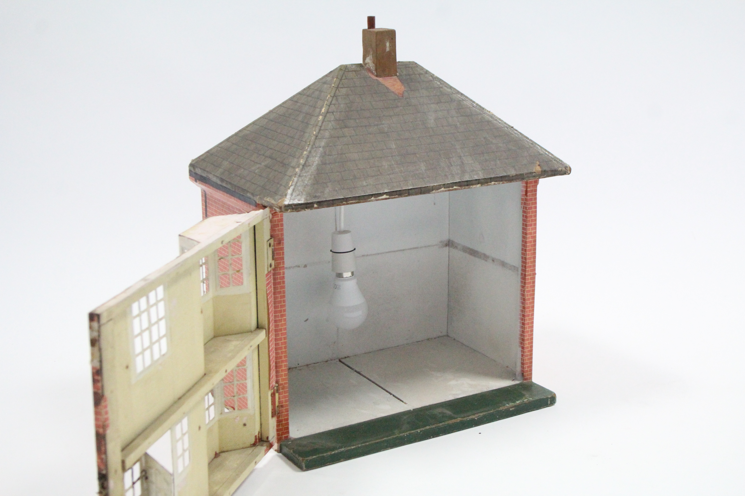 A mid-20th century paper-covered wooden two-storey doll’s house with opening front, 17¼” wide x - Image 2 of 2