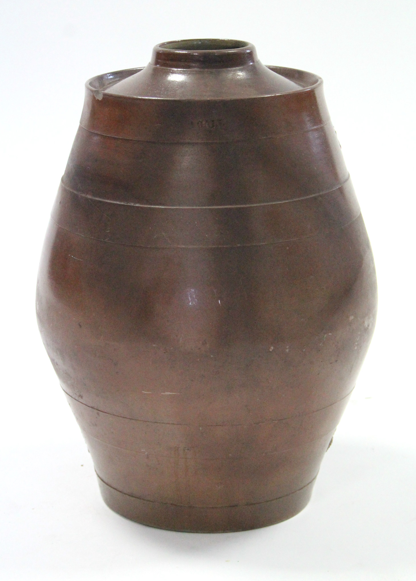 A large brown glazed stoneware barrel with raised coat-of-arms of the Earl of Shaftsbury, 17” - Image 2 of 4