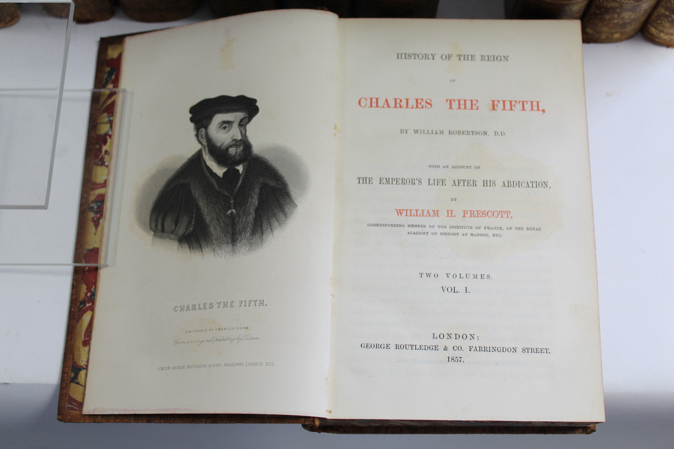 A set of six mid-19th century leather-bound volumes “Frederick The Great” by Thomas Carlyle, two - Image 4 of 6