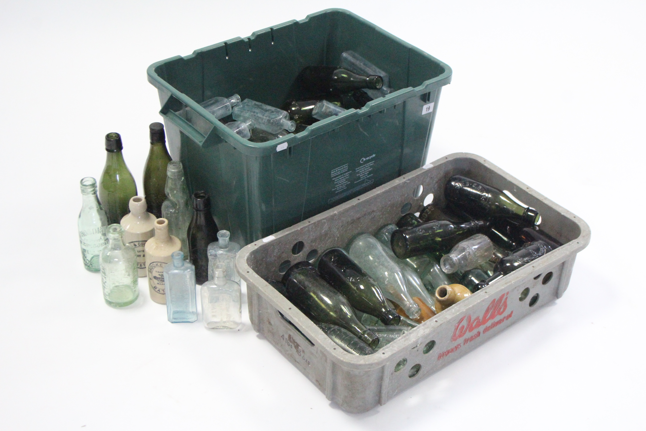 Approximately fifty various glass & stoneware bottles – all relating to Bath; & approximately twenty