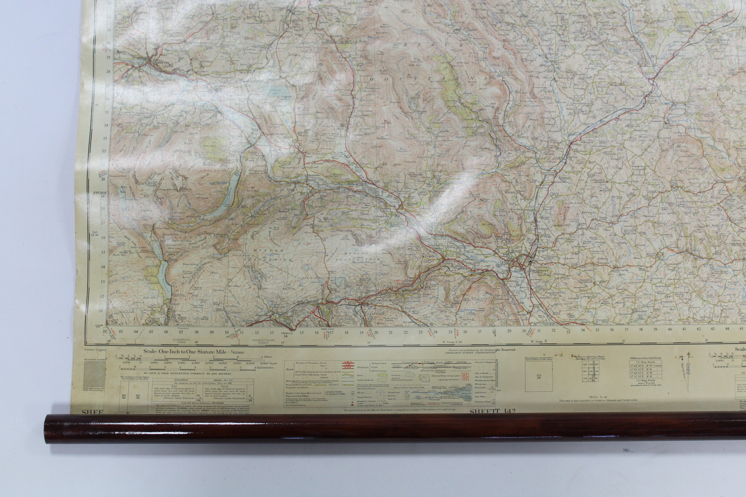 A 1953 Ordnance Survey linen-backed map of Shropshire (sheet No. 119), 87” x 64”. - Image 4 of 5