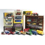 Approximately twenty various scale models, boxed & un-boxed; & a glass-fronted scale model display