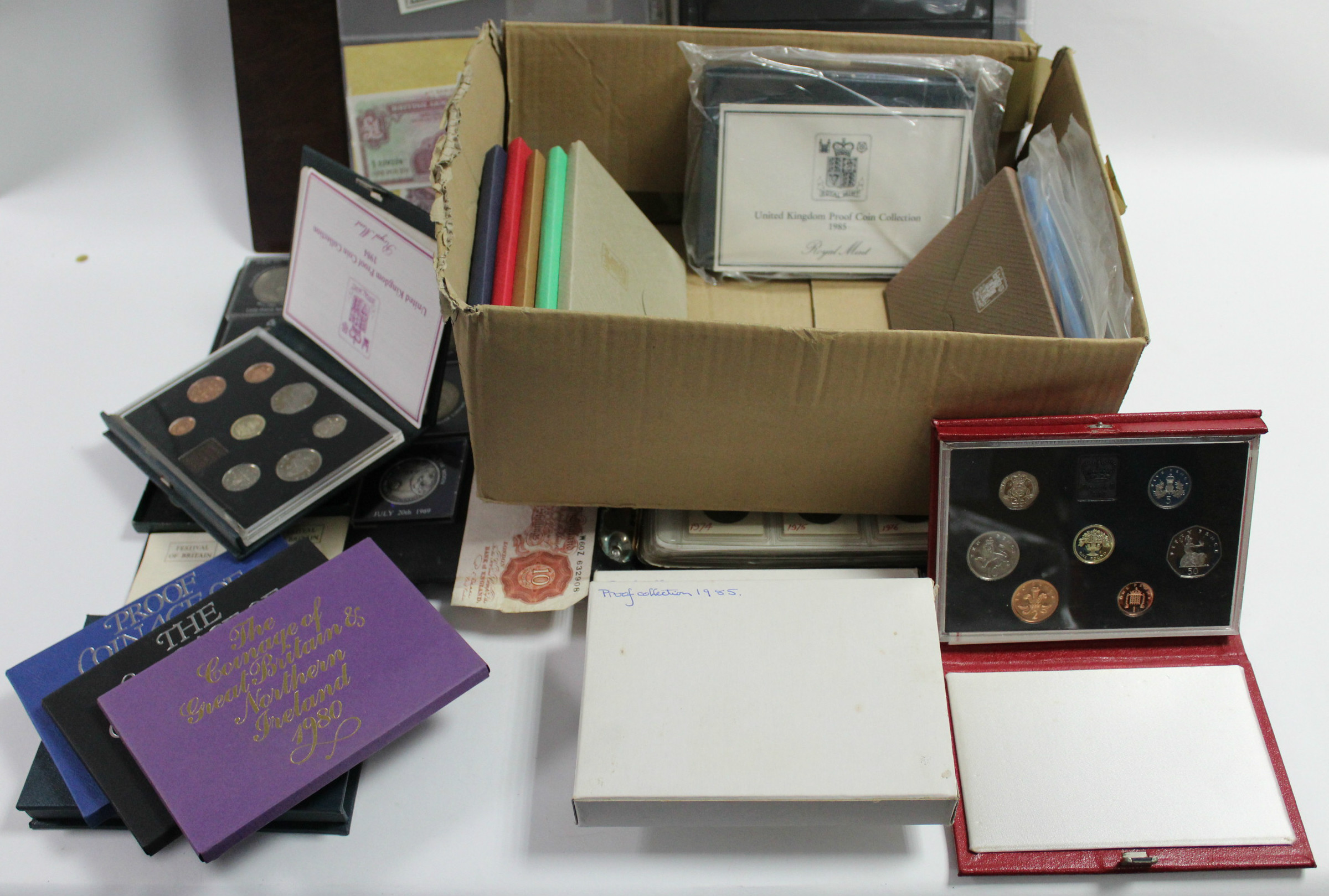 Two albums & contents of British pre-decimal & decimal coins, foreign banknotes, coin-covers, - Image 2 of 2