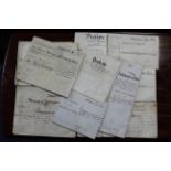 Nine various 19th century indentures on vellum, unframed.