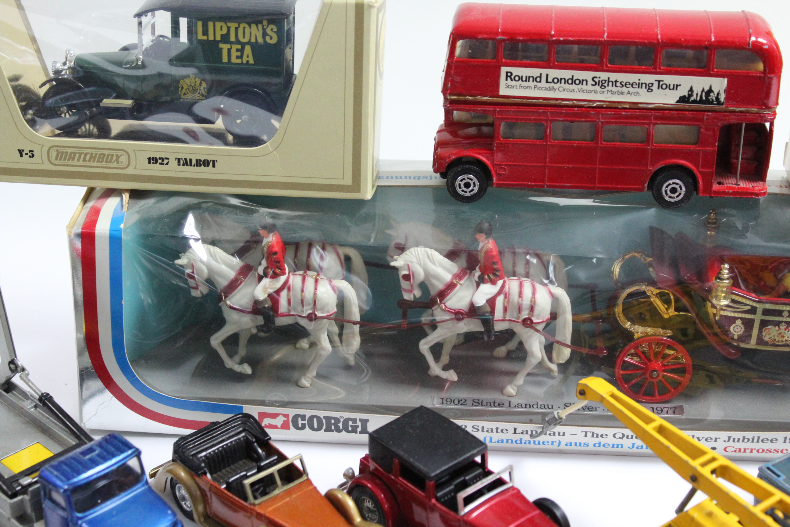 A Corgi scale model of the “1902 State Landau – The Queens Silver Jubilee 1977”; two Matchbox Models - Image 3 of 3