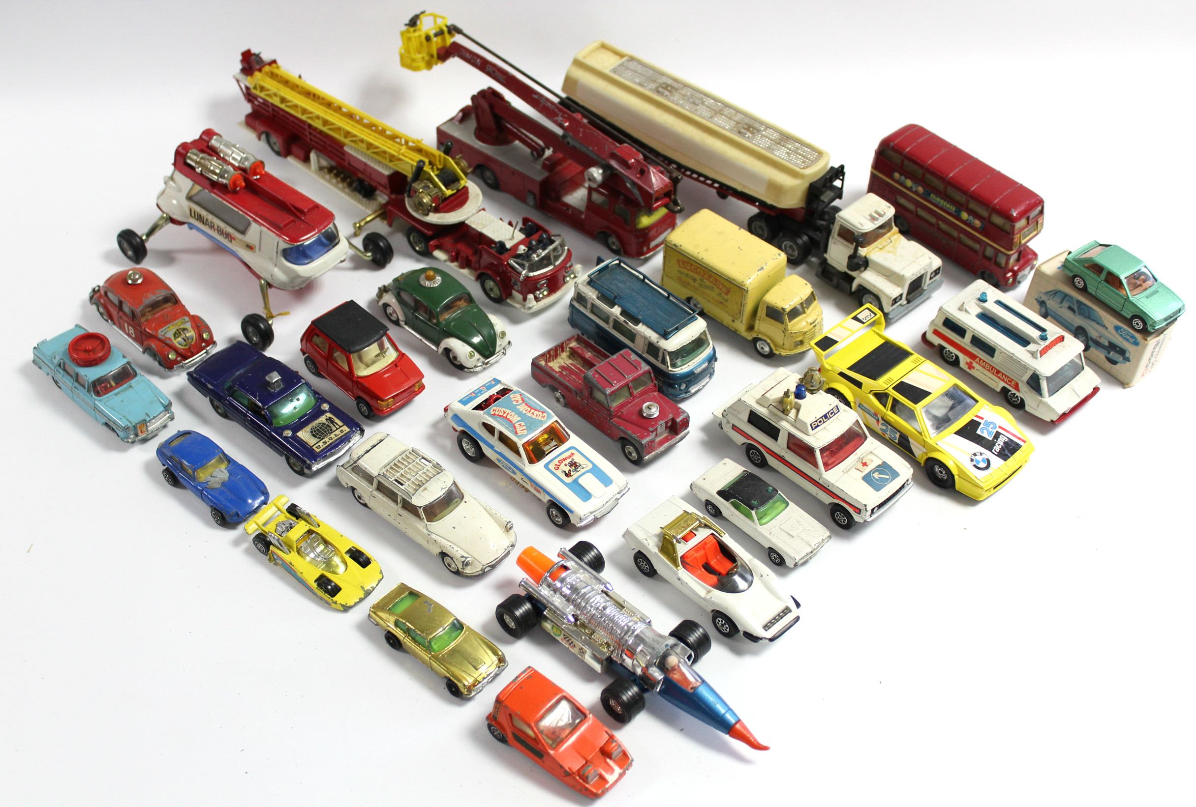 Approximately sixty various Corgi scale model vehicles, all un-boxed.