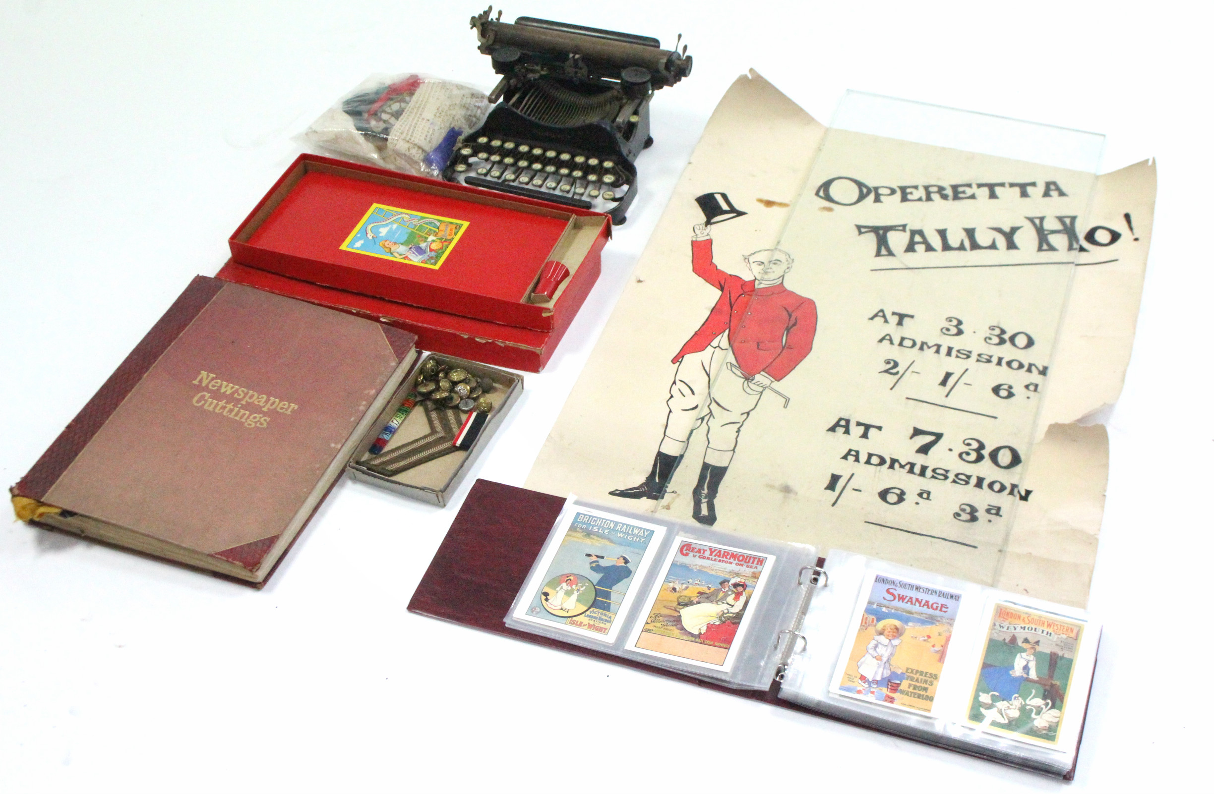 A Coronet portable typewriter; a Berwick De Luxe “Snakes & Ladders” board game, boxed; a