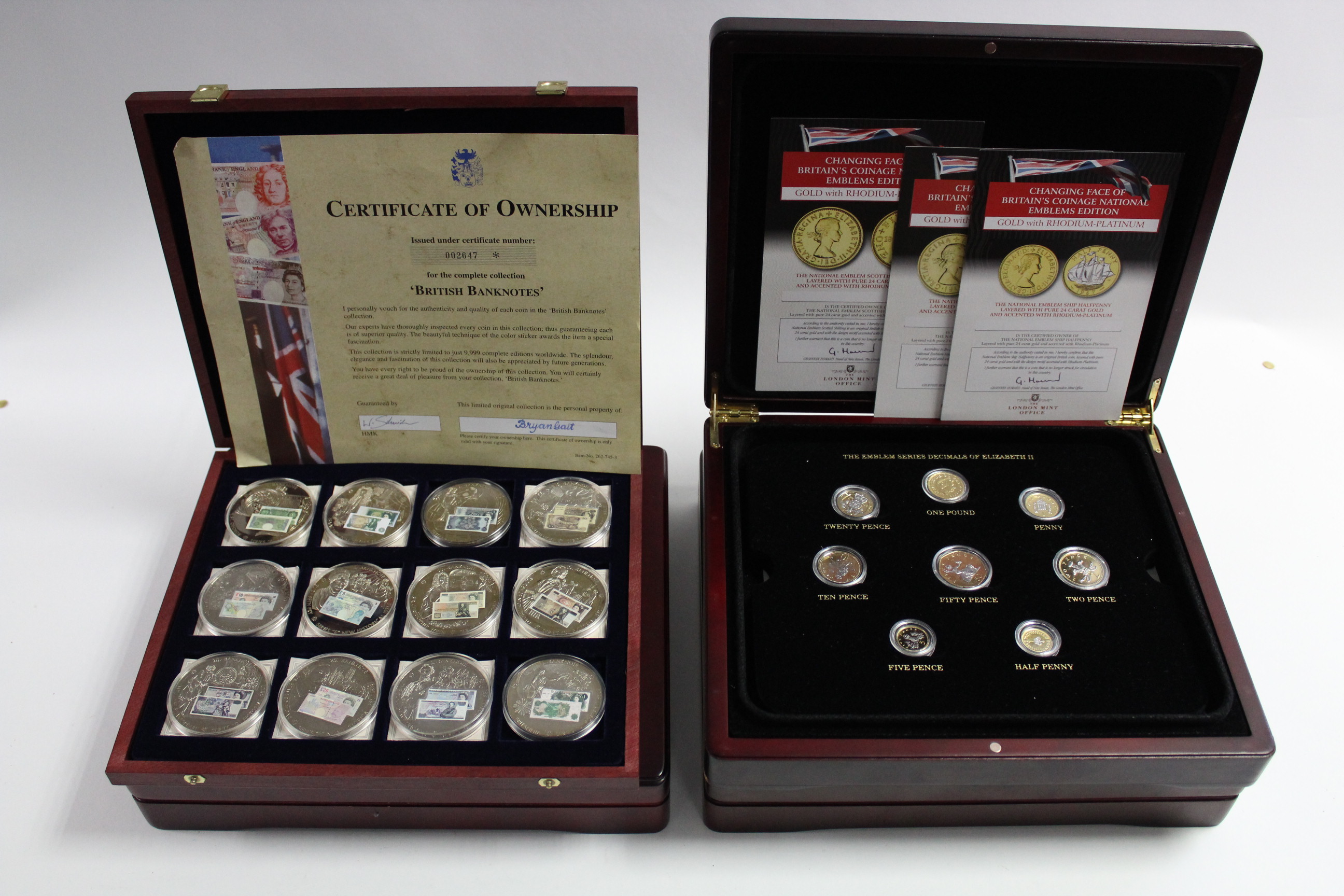 A set of seventeen “Changing Face of Britain’s Coinage National Emblem” gold-plated & rhodium- - Image 2 of 2