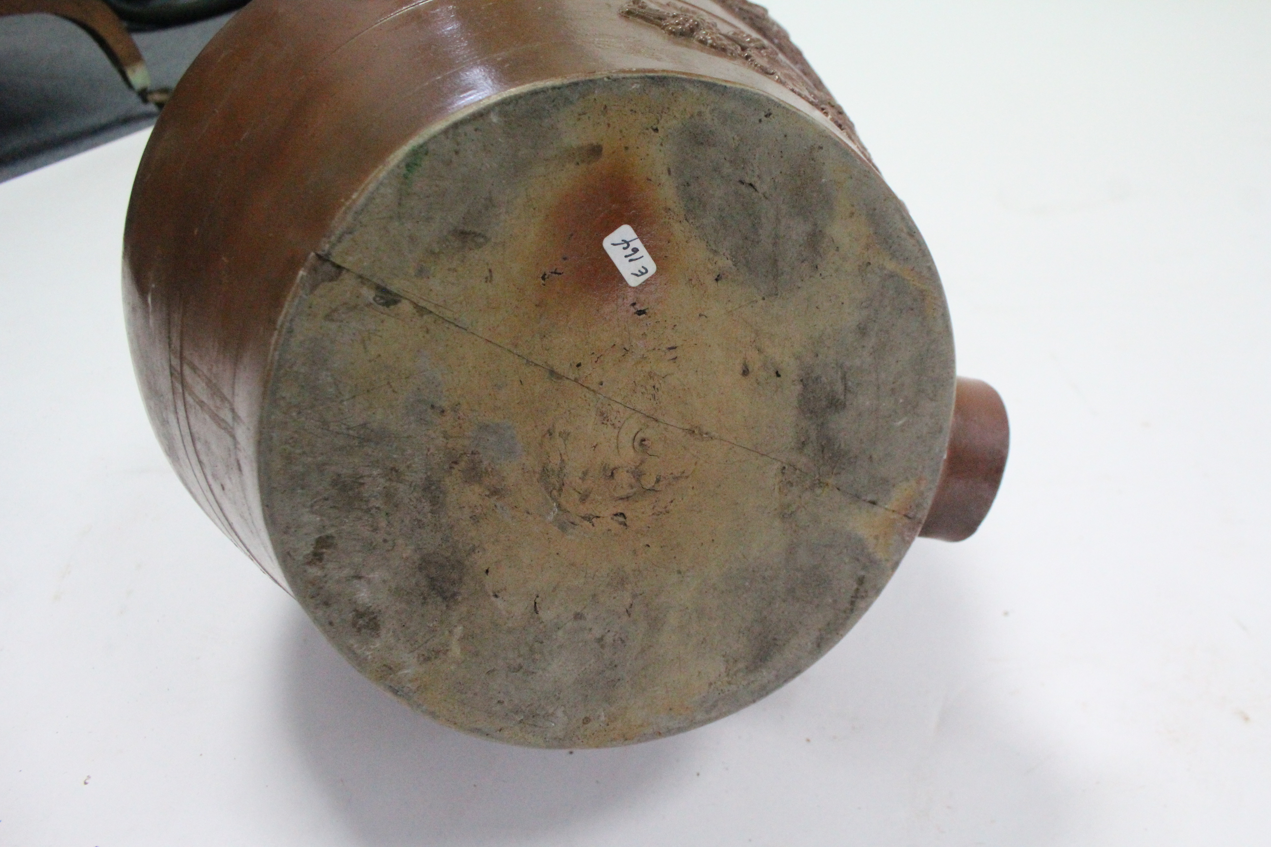 A large brown glazed stoneware barrel with raised coat-of-arms of the Earl of Shaftsbury, 17” - Image 4 of 4