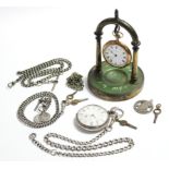 A Victorian silver-cased gent’s pocket watch; a “rolled-gold” ditto; four silver alberts & various