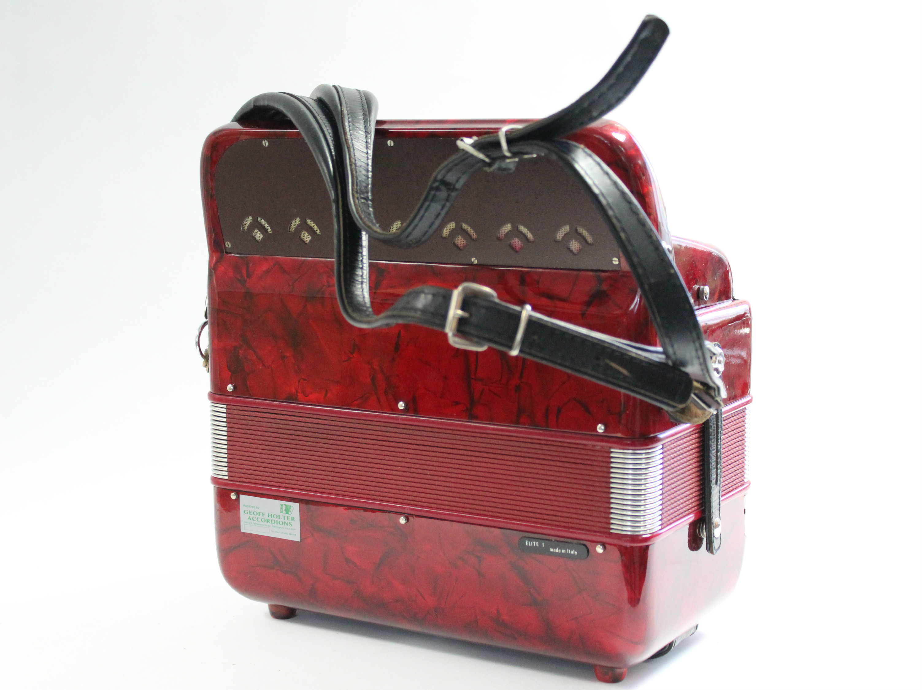 A Paolo Soprani piano accordion in red polished case, & with fibre-covered carrying case. - Image 6 of 9