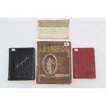 An album of late 19th/early 20th century scraps; a ditto autograph book; & a 1930’s volume “Here