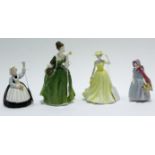 Four Royal Doulton figures “Fleur” (HN 2368); “Mothers Help” (HN 2151); “Spring Time” (HN