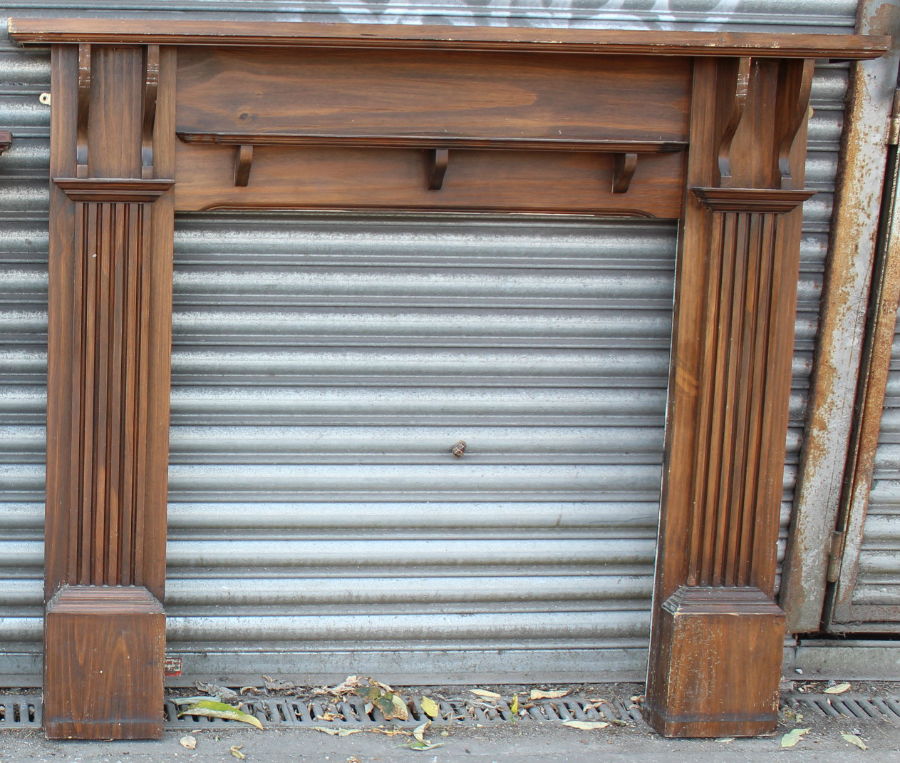 A white painted pine fire surround on fluted square supports, 54” wide x 50” high; & a natural - Image 2 of 2