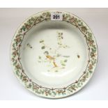 A 19th century Meissen porcelain circular bowl with painted bird design to centre & with floral