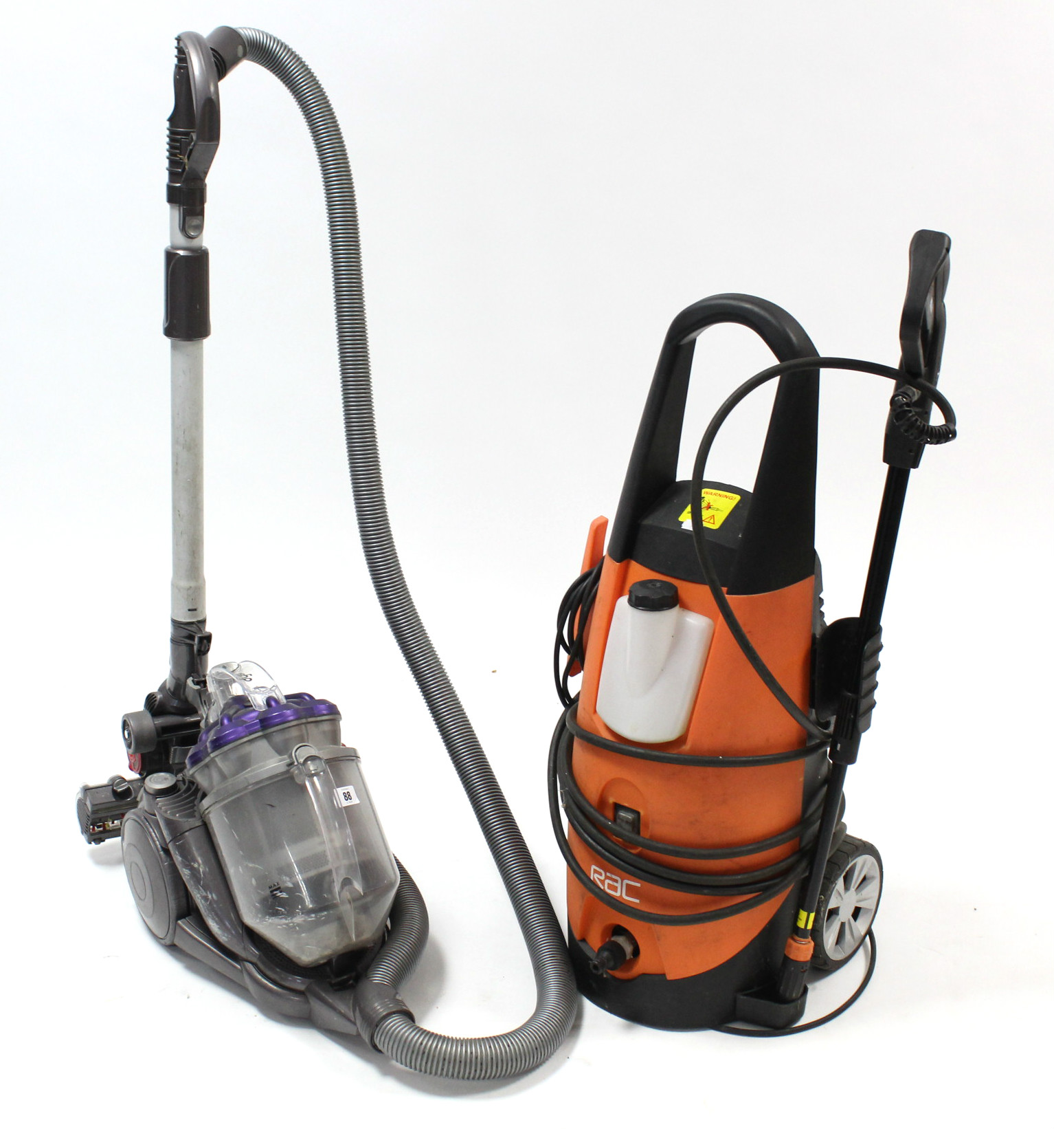 A Dyson cylinder vacuum cleaner; & a Rac power washer, both w.o.