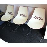 A SET OF SIX CALLIGARIS (ITALIAN) JAM CHAIRS WITH SLEIGH LEGS.