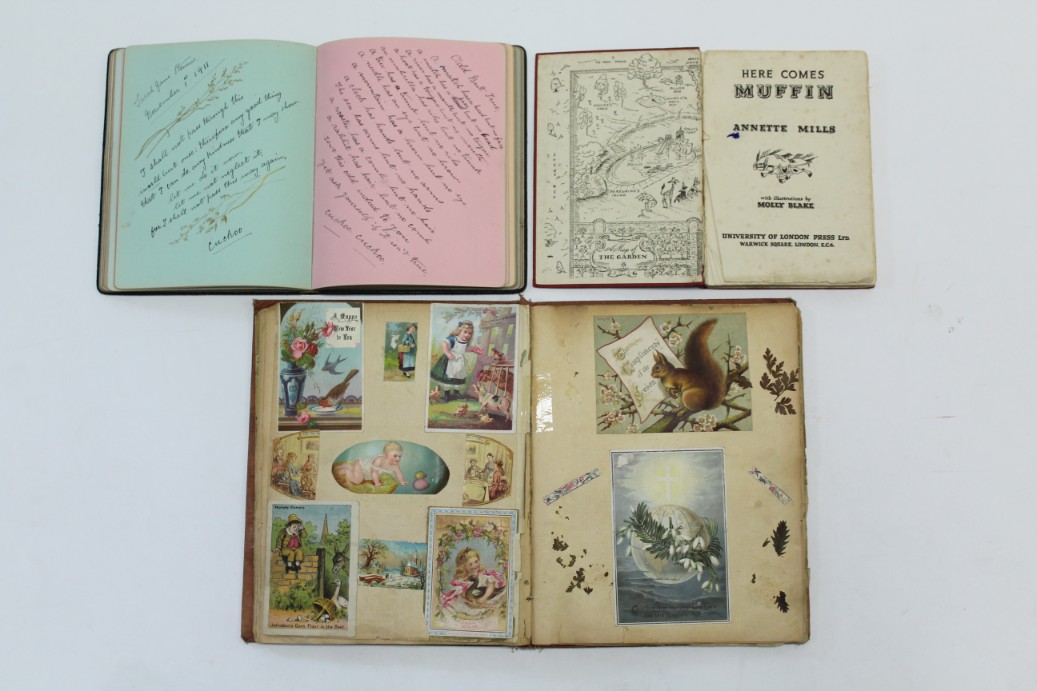 An album of late 19th/early 20th century scraps; a ditto autograph book; & a 1930’s volume “Here - Image 4 of 7