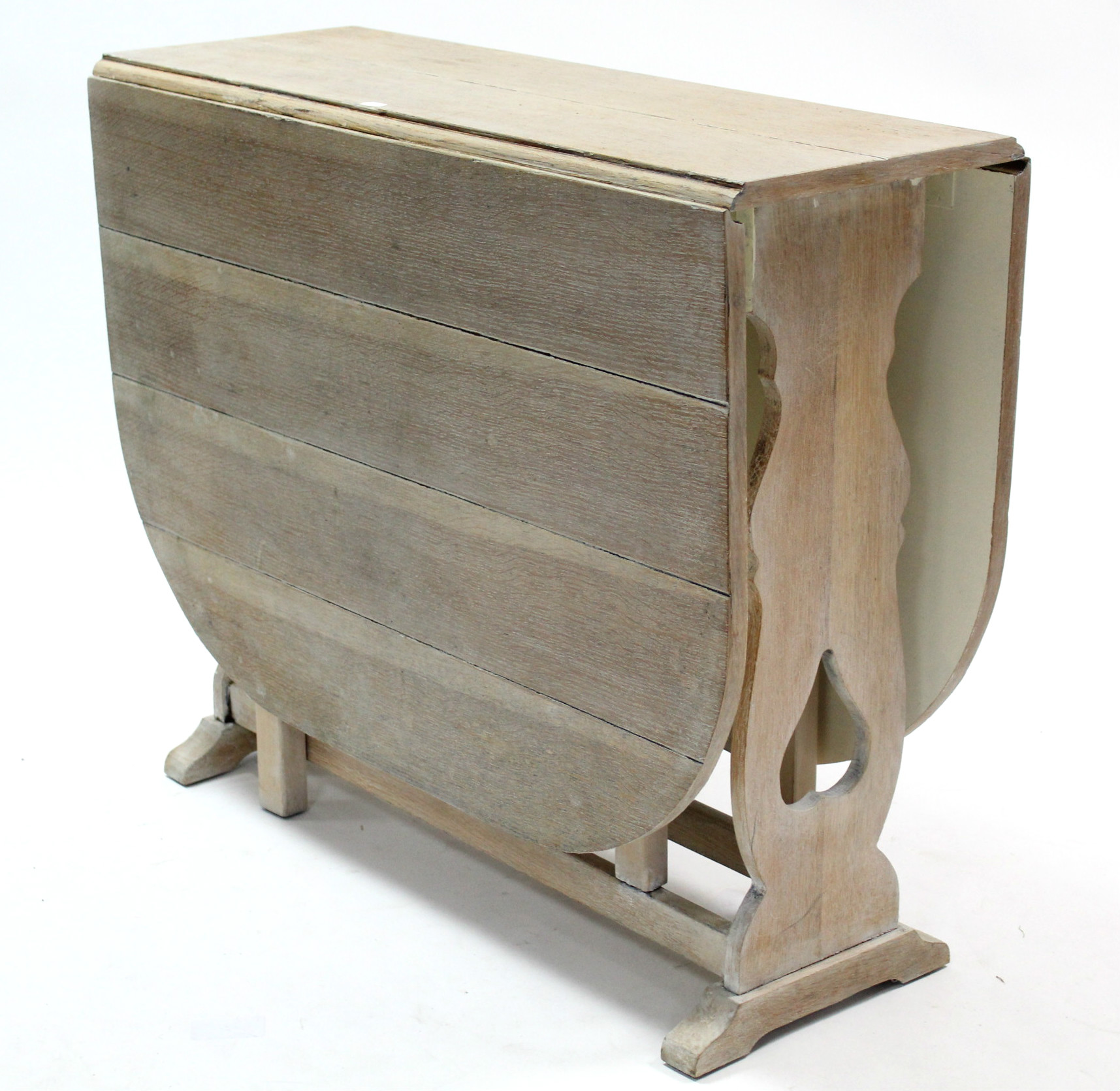 A pair of light oak three-drawer chests of narrow proportions, 12” wide x 30” high; & a light oak - Image 2 of 2