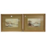 A pair of watercolour paintings by Ruben S Southey – Torquay coastal landscapes, 8¼” x 12½”, in