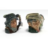 Two Royal Doulton large character jugs “Rip Van Winkle” (D6438) & “The Poacher” (D6429).