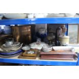 Various items of decorative china, pottery, metalware, etc., part w.a.f.