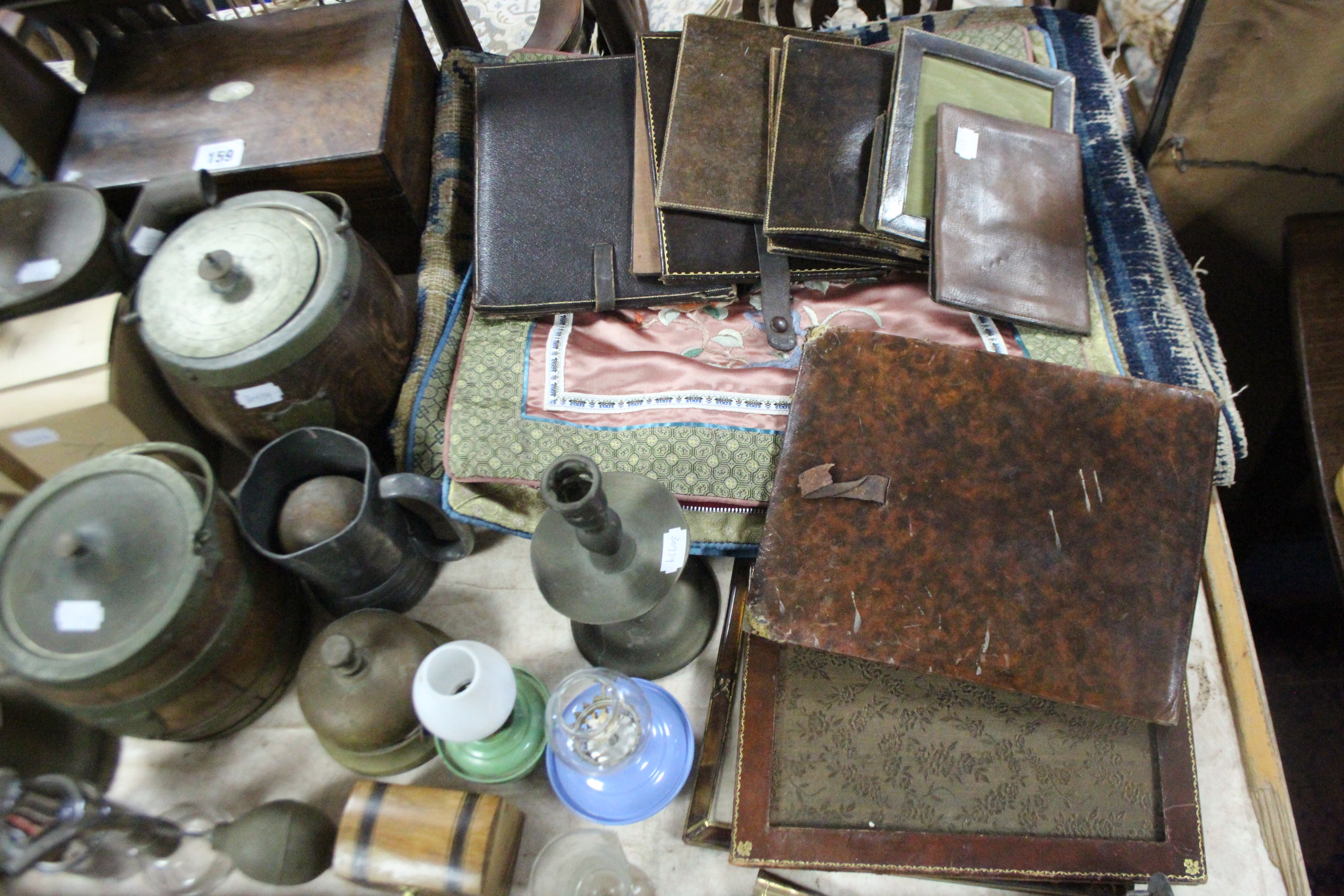 A brass wall bell with iron bracket; a shooting stick; a 19th century mahogany trinket box; & sundry - Image 7 of 9