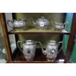 A Philip Ashberry & Sons of Sheffield Britannia plated four-piece tea & coffee service; & a ditto