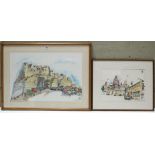 Two watercolour paintings by Doug Patterson titled “Jaisalmal”, 17¾” x 26”; & “Udaiphur”, 11½” x