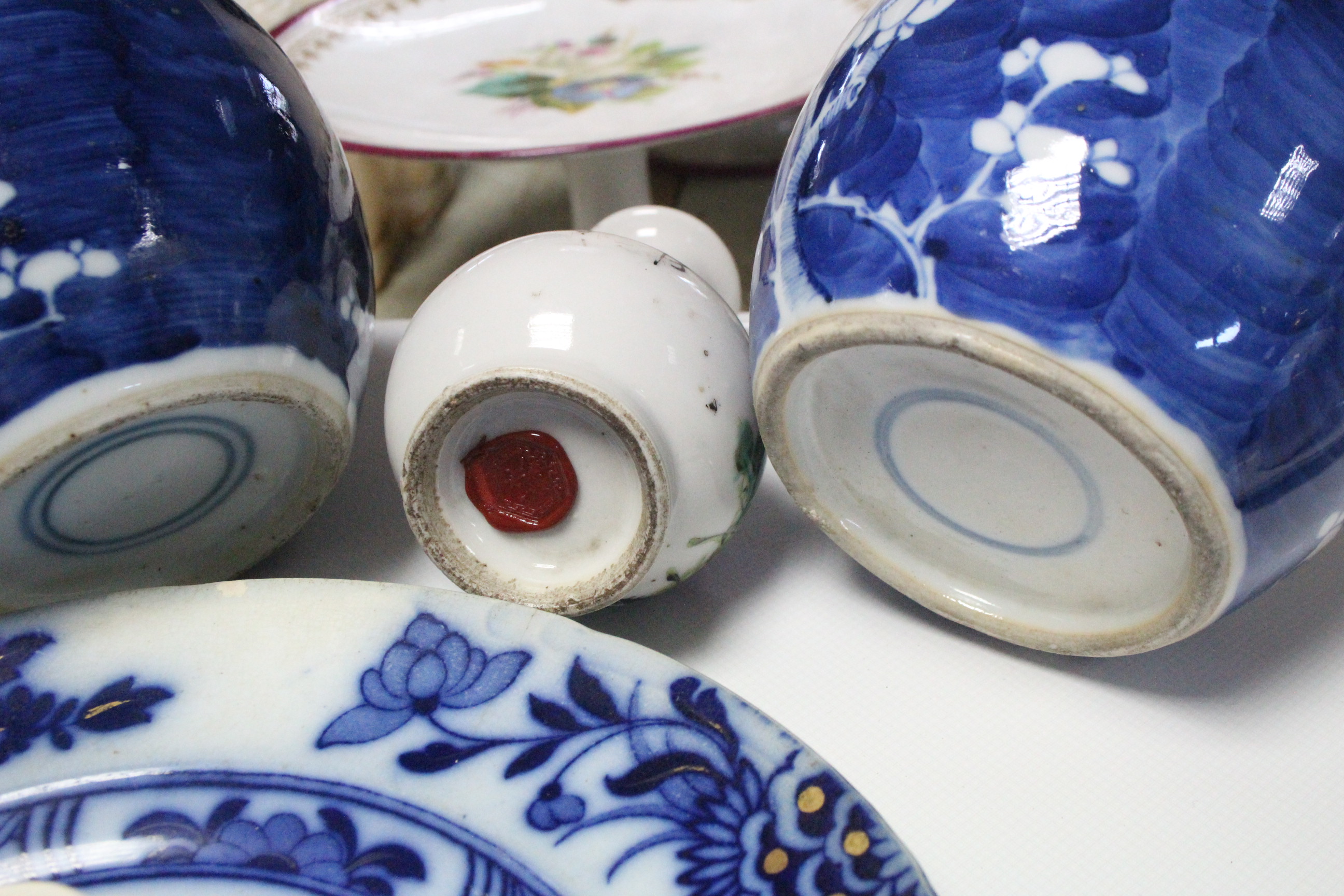 Two Chinese blue & white ginger jars, one converted to a table lamp; together with various items - Image 2 of 3