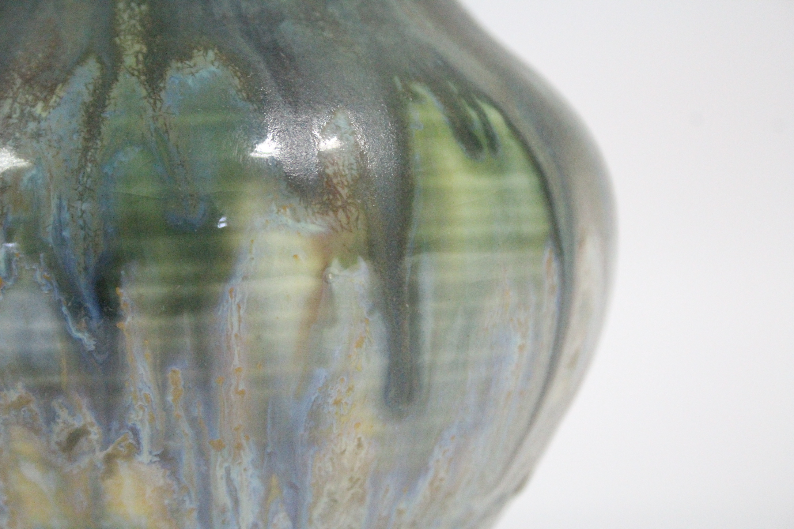 A Moorcroft pottery small baluster-shaped vase with thickly-applied running sea-green glaze, - Image 3 of 4