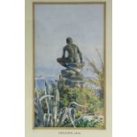 GIALLINA, Angelos. (1857-1939). A coastal garden terrace with statue. Signed & dated ’94,