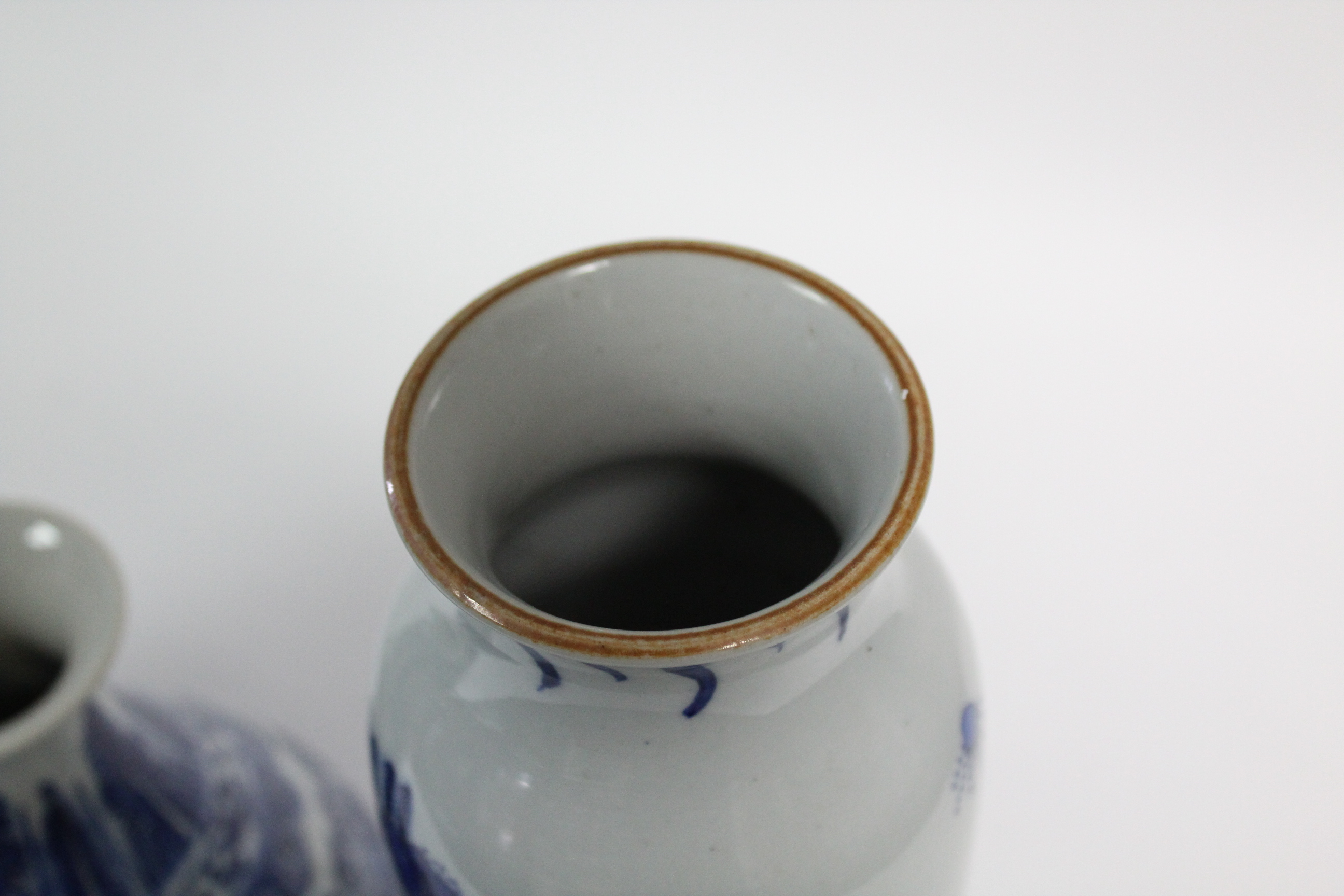 A Chinese porcelain blue-&-white baluster vase decorated with five-clawed dragons amongst clouds, - Image 8 of 10