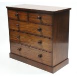 A Victorian mahogany chest fitted two short & three long graduated drawers with turned knob handles,