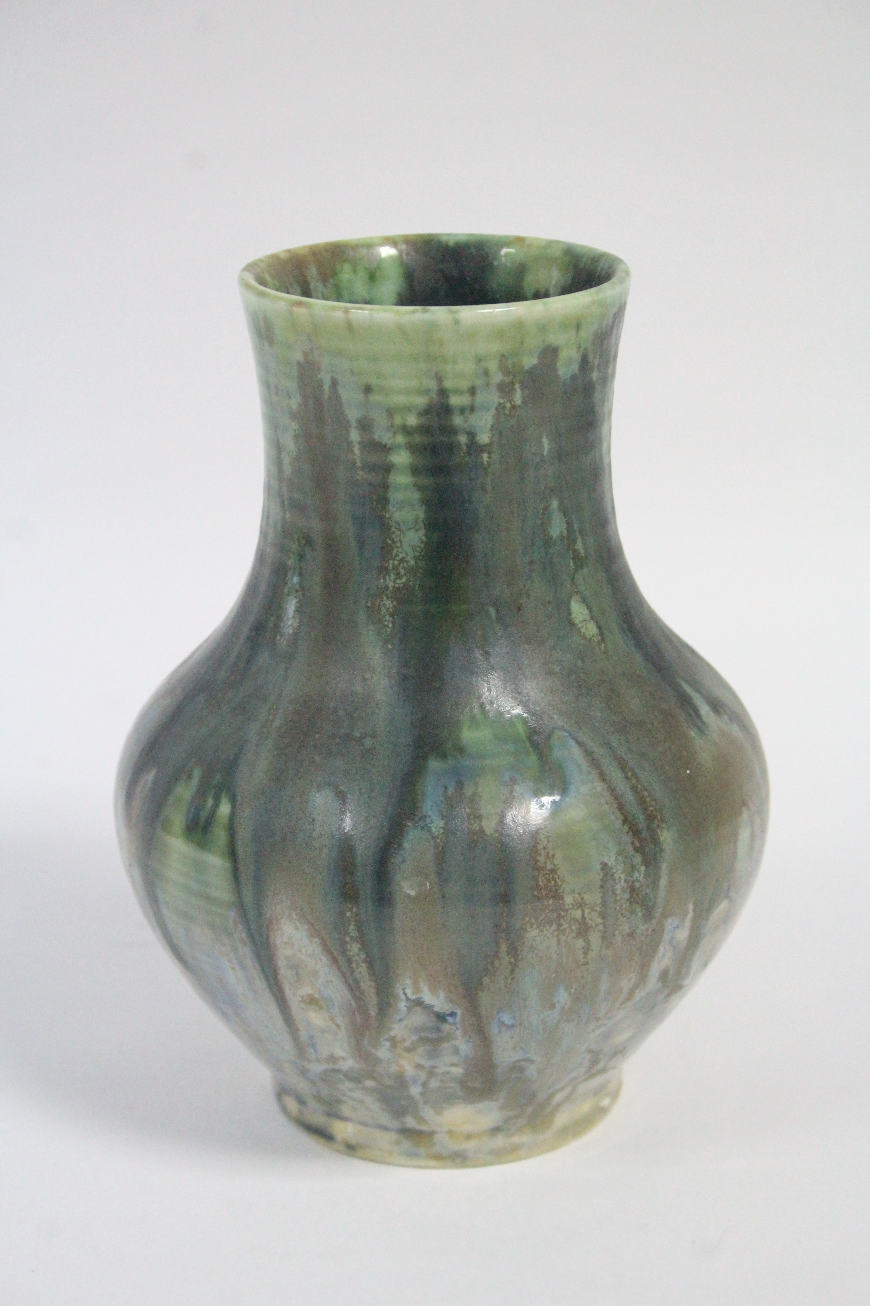 A Moorcroft pottery small baluster-shaped vase with thickly-applied running sea-green glaze, - Image 2 of 4