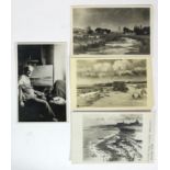 CAMPBELL A. MELLON (autograph). Four black-&-white postcards, three showing paintings by Mellon, one
