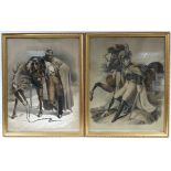 A pair of 19th century coloured lithographs depicting soldiers from the Crimea War, 25” x 19½”; &