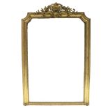 An early Victorian giltwood & gesso frame rectangular pier glass with shaped top, the bevelled plate