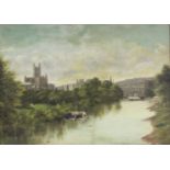 BOOL, H. J. (British, 19th century). A view of Bath from the river Avon, with Pulteney Bridge &