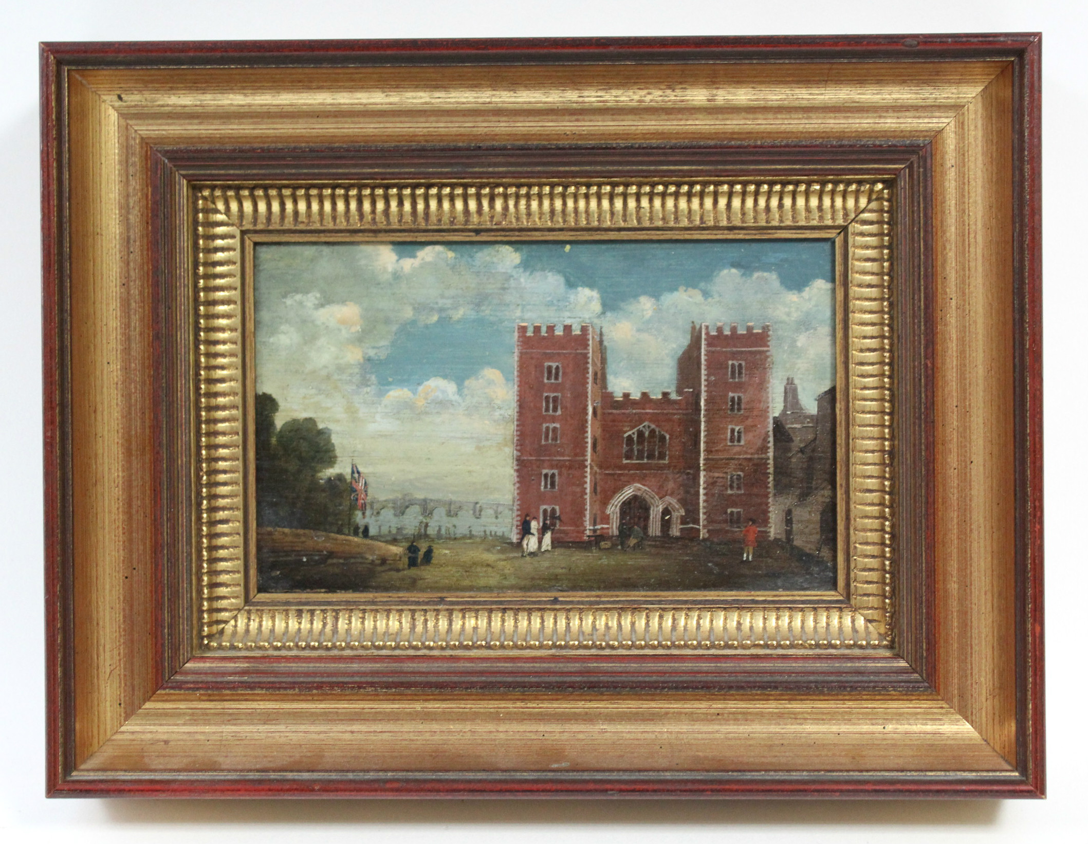 ENGLISH SCHOOL, late 18th/early 19th century. A coastal fort with figures to the fore, a stone