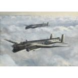 NOCKOLDS, Roy. (1911-1979). Two World War II Whitley bombers above the clouds. Signed with initials;